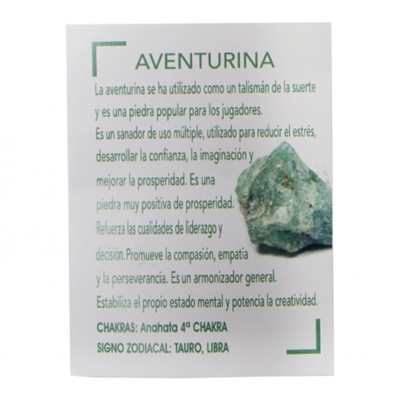 TARJETA PROPIEDADES DE LA AVENTURINA