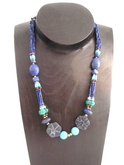 Collar Piedras Naturales Flores colecc. artesanía hindú (HIND2)