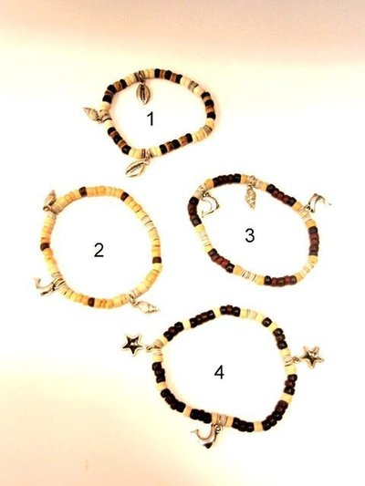Pulsera  cuentas colgantes motivos marinos