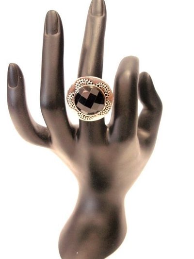 Anillo  tallado facetado negro 416635