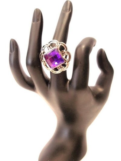 Anillo facetado cuadrado morado
