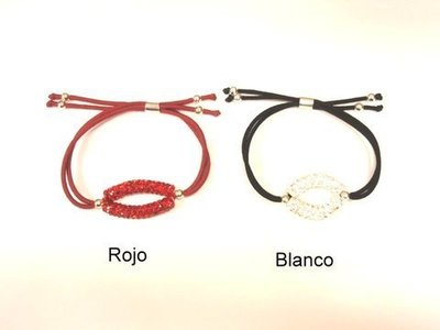Pulsera plata/goma elástica doble tubo swarovski