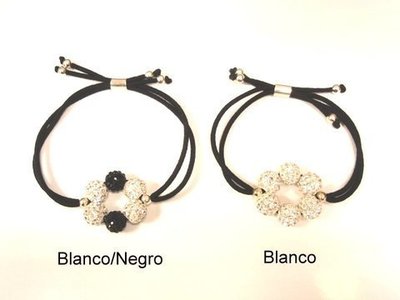 Pulsera plata/goma elástica círculo bolas swarovski