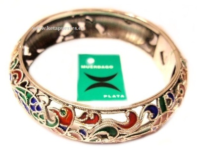 Brazalete plata tallas animales esmaltado 
