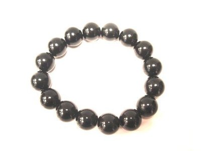 Pulsera elástica bola 11mm cristal negro