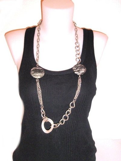Collar cadena piedra redonda gris 435690
