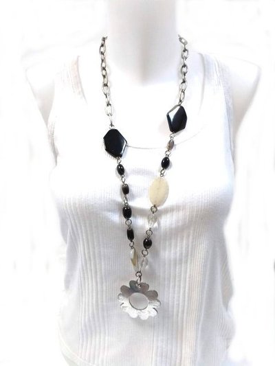 Collar cadena y piedras rosetón flor 435725