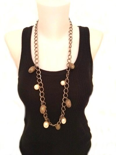 Collar perla y bellota metal 435041