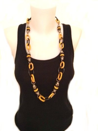Collar cadena resina naranja/negro 432981