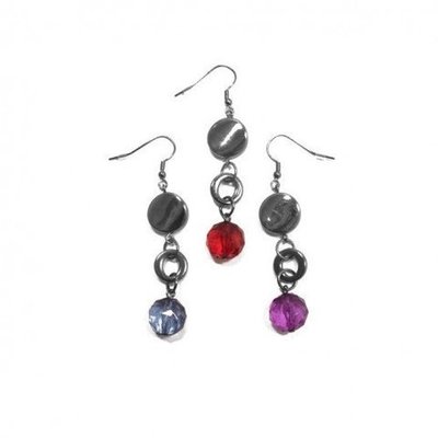 Pendiente metal y bolas resina facetadas  314145