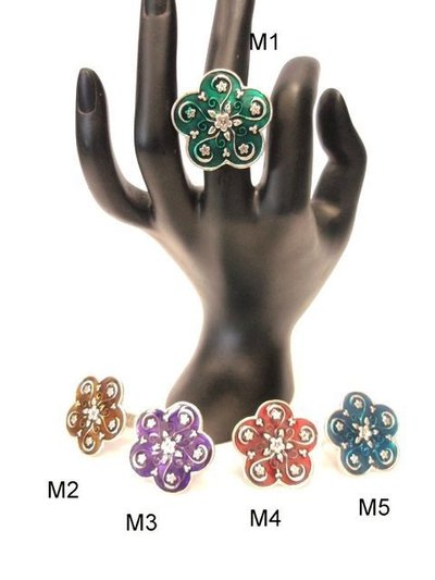 Anillo esmalte flor colores