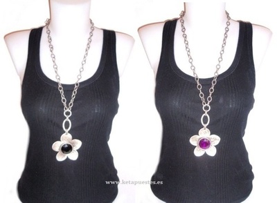 Collar metal oxido medallón flor 43327