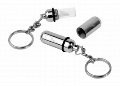 Llavero Alijo metal con bote de cristal