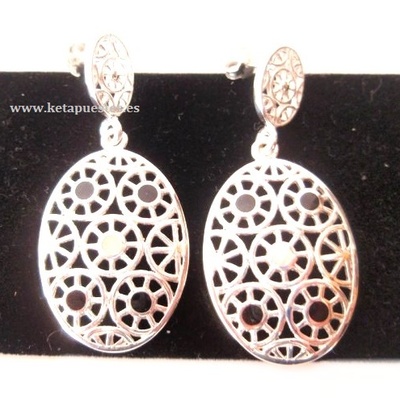 Pendiente plata y nácar óvalo P-71509