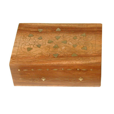 Caja madera/latón decorada 15cm box-5073