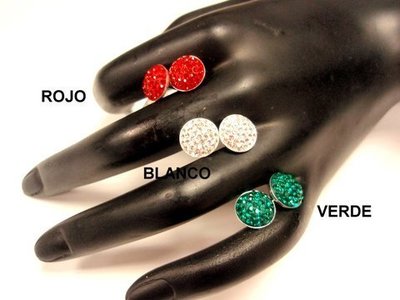Pendiente plata y swarovski botón liso 874
