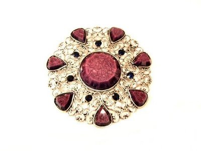 Broche filigrana lágrimas moradas