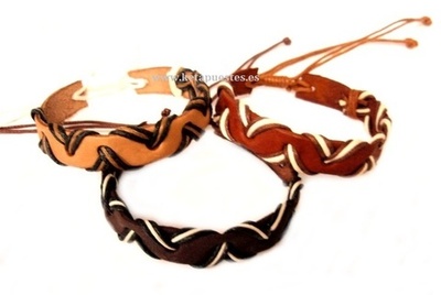 Pulsera cuero trenzado onda
