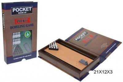Juego de viaje mini bolos en libro