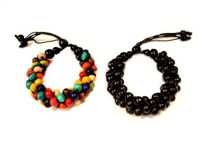 Pulsera étnica cuentas de madera