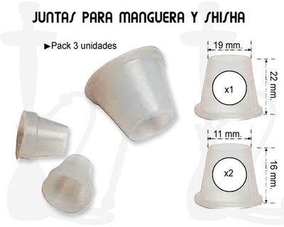 Pack 3 gomas para shisha mediana-pequeña