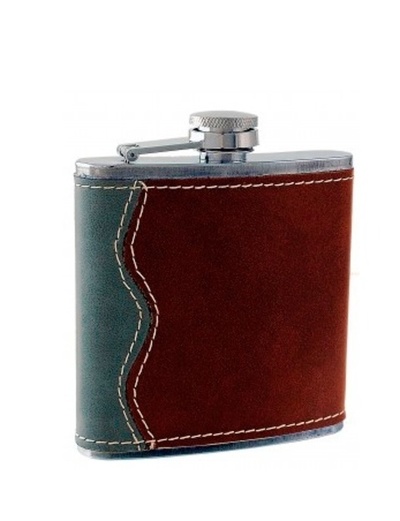 Licorera 6oz decorada marrón-azul
