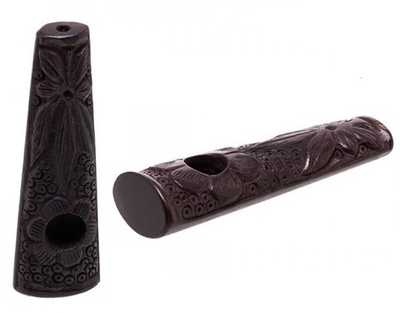 Pipa madera plana con Hoja tallada