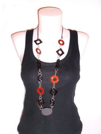 Collar largo círculo-Flor 3628