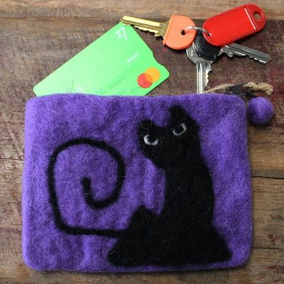 Monedero fieltro Gato negro
