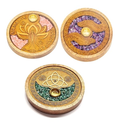 Quemador incienso madera y chip mineral