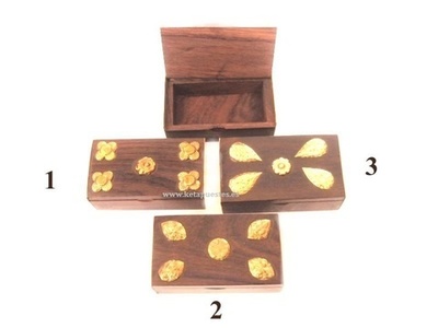 Caja madera/latón mini decorada rectangular
