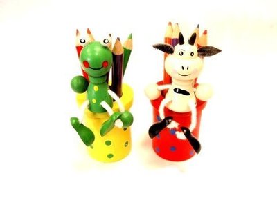 Porta lápices madera animales