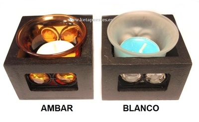 Porta Velas Madera y Cristal 