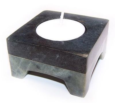 Porta Velas piedra negro/verde
