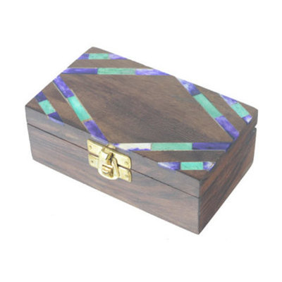 Caja madera/hueso mosaico rectangular