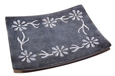 Jabonera piedra marmol flores rectangular