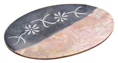 Jabonera piedra arena/mármol flor ovalada